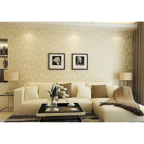 Popular 3d Design Bedroom Wallpaper Light Gold Modern