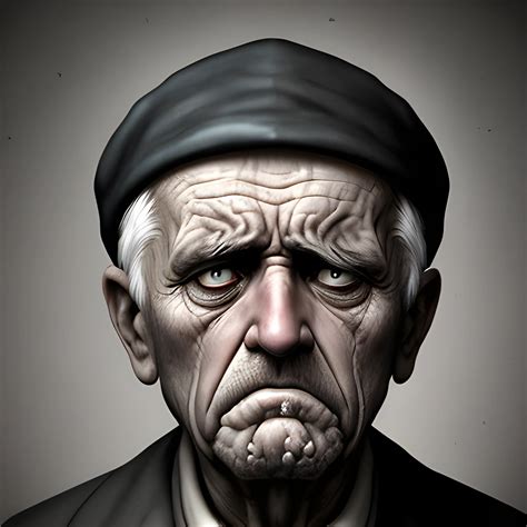 A Sad Old Man Face Darknees Arthubai