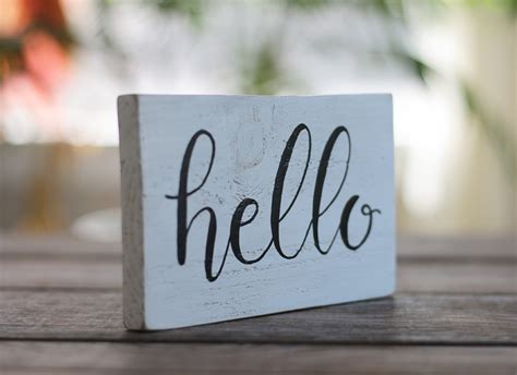 Hello Small Wood Sign, hand painted in the USA - The Weed Patch