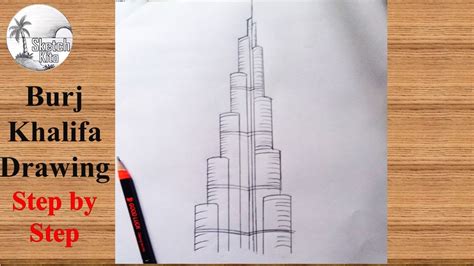 How To Draw Burj Khalifa Step By Step Pencil Drawing Of Burj Khalifa