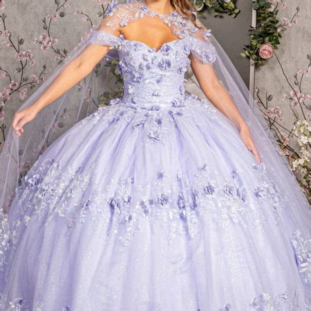 Glitter Flower Applique Quincea Era Gown Gls Collective