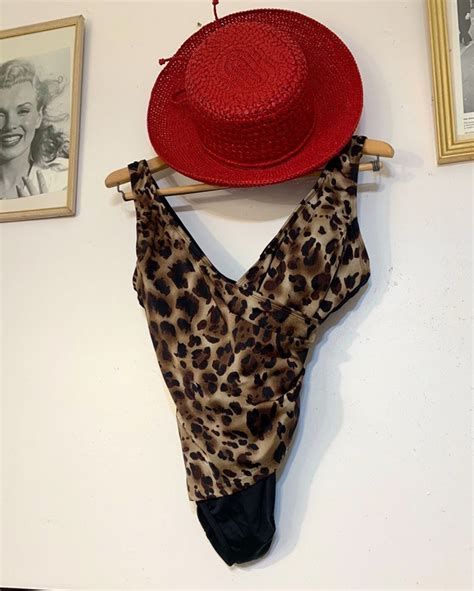 1990s Cheetah Print Pin Up Bathing Suit By Studio Works Etsy