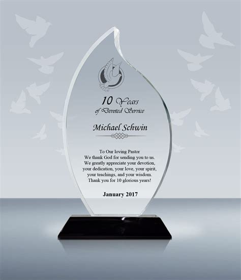 Pastor Anniversary T Crystal Flame Plaque 008 Goodcount 3d