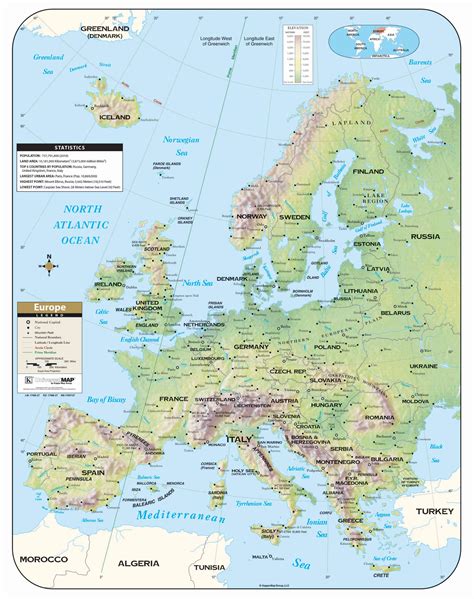 Wall Map Of Europe - Map Of Western Hemisphere