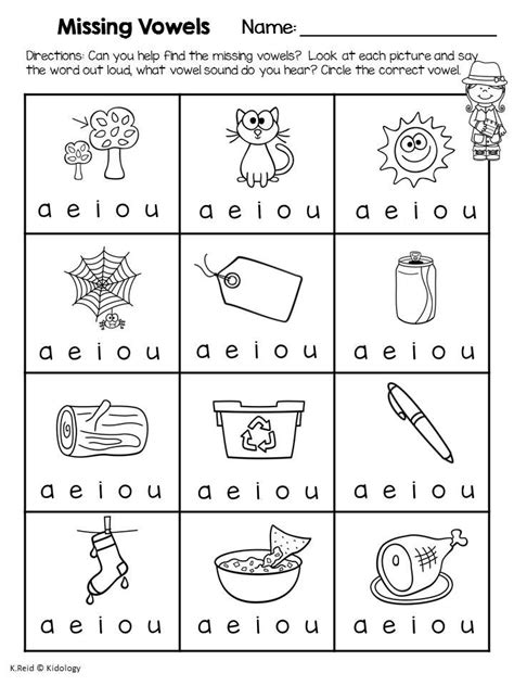 Worksheet On Vowels For Kindergarten