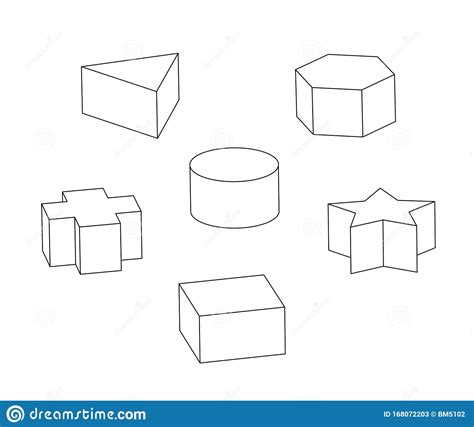 3d Shapes For Kids Outline Stock Illustration Illustration Of Geometry