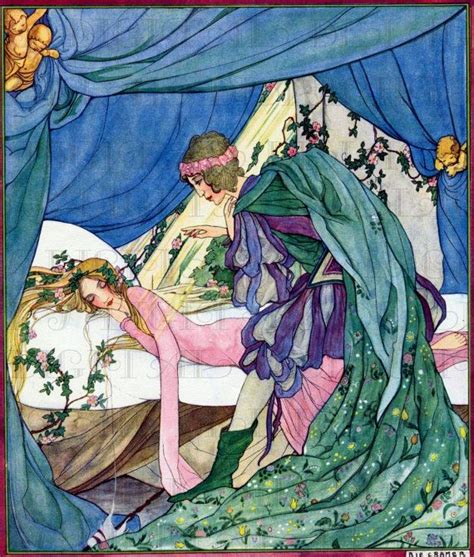 Charming Sleeping Beauty Vintage Fairy Tale Illustration Digital Fairy Tale Download Vintage