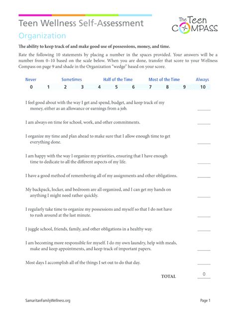 Wellness Assessment Worksheet Fill Online Printable Fillable Blank