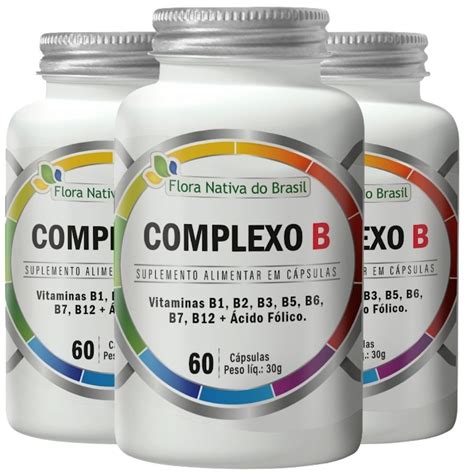 Kit 3x B Complex Vitaminas Do Complexo B 60 Cápsulas Flora Nativa
