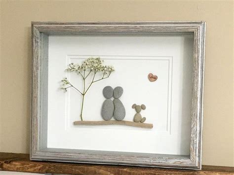 Pebble Art Couple and Dog 8x10 handmade framed artwork | Etsy | Pebble ...