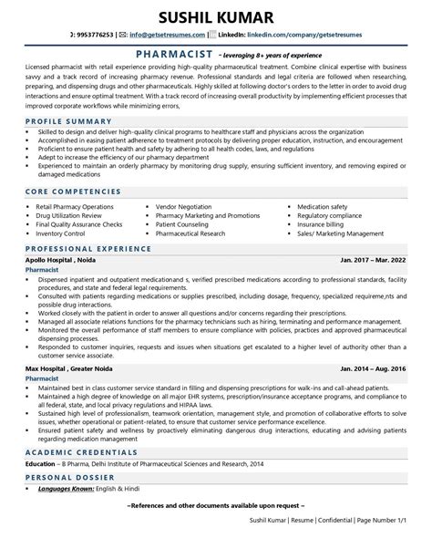 Pharmacist Resume Examples And Template With Job Winning Tips