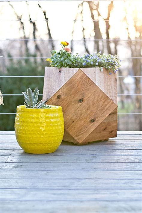 The Wooden Geometric Planter Was Made From Cedar Fence Posts Thats