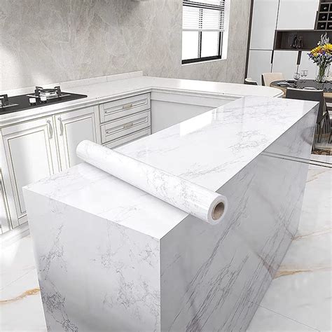 Buy Sticky Back Plastic Roll Grey White Granite Effect Marble Wallpaper