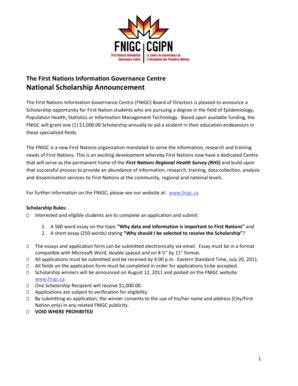 Good notes will demand aid in. Fillable Online FNIGC Scholarship Announcement Fax Email Print - PDFfiller