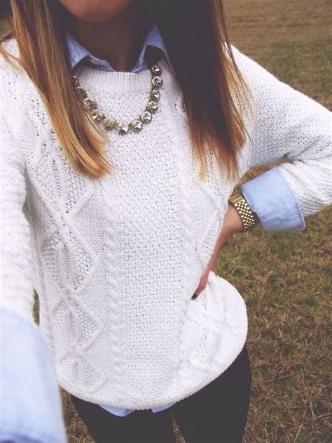 Sweater Over Button Up Shirt Preppy Look Preppy Style Preppy Fall