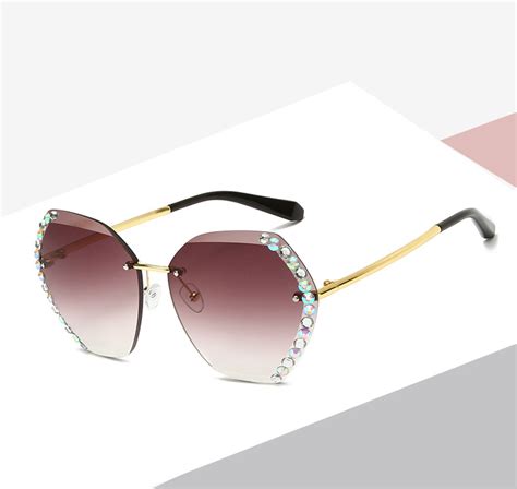2020 vintage fashion oversized rimless sunglasses women famous luxury brand jefmaz lk