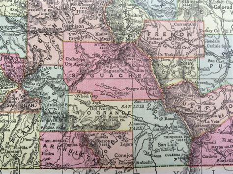 1875 Colorado Original Antique Map Cartography Geography Wall Decor