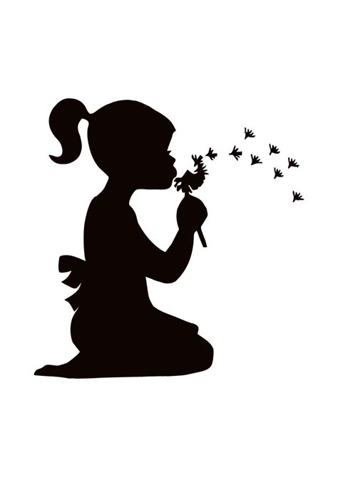 Girl Blowing Dandelion Free SVG File - SVG Heart