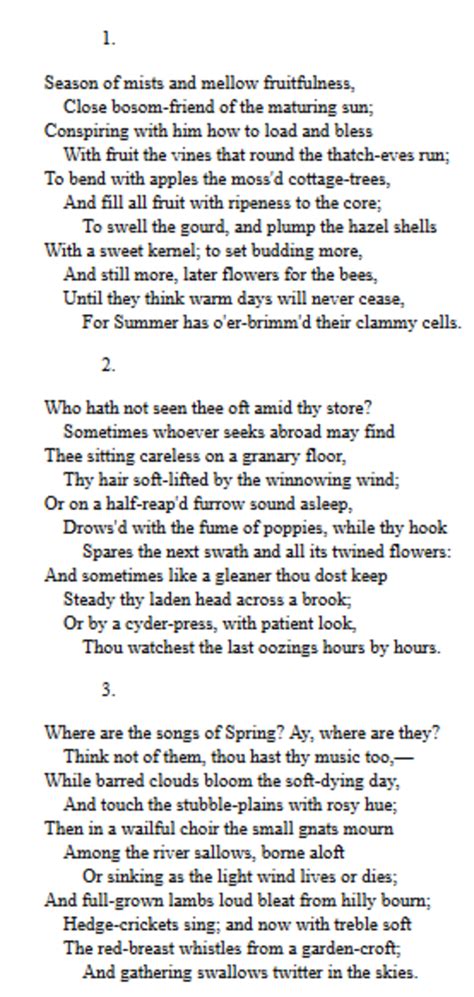 analysis of poem to autumn by john keats owlcation