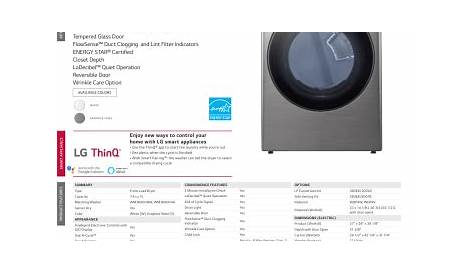 LG DLE3600W ThinQ 7.4-cu ft Electric Dryer Dimensions Guide | Manualzz