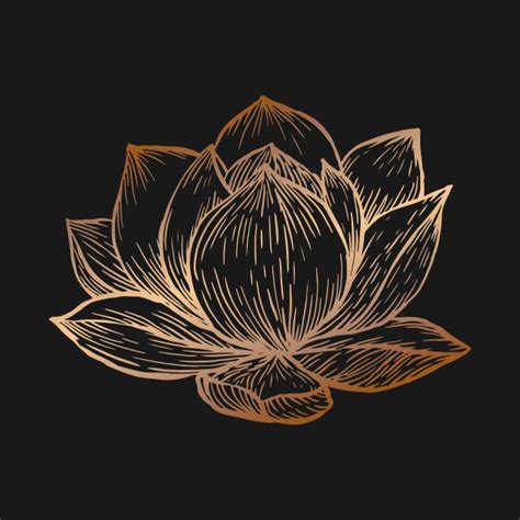Golden Lotus Flower On Black Lotus T Shirt Teepublic
