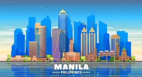 Premium Vector Manila City Philippines Skyline With Panorama In White