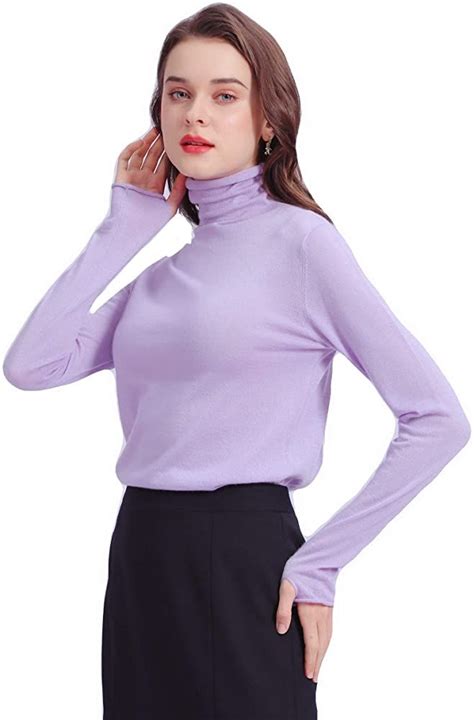 Lightblue Womens Classic Turtleneck Cashmere Sweater 100 Pure