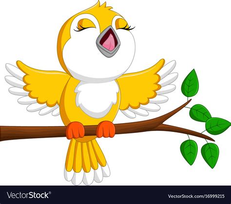 Cute Bird Singing Royalty Free Vector Image Vectorstock