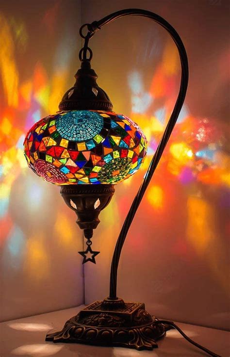 Demmex Turkish Moroccan Mosaic Table Lamp With Big Shade Decorative