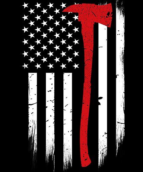 Firefighter Flag Thin Red Line Axe Posters By Bluelinegear Redbubble