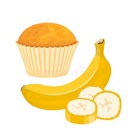Banana Muffin Vector Cartoon Illustration Of Fresh Cupcake Stock Vector Illustration Of