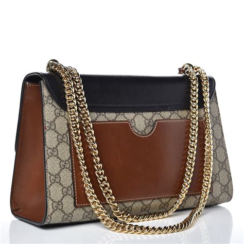Gucci Gg Supreme Monogram Medium Padlock Shoulder Bag Black 381874
