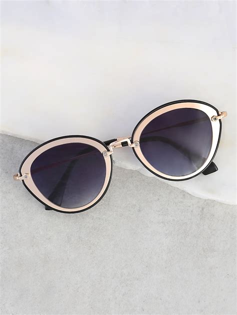 Rounded Cat Eye Sunnies Black Sheinsheinside