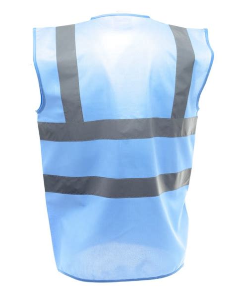Get this safety vest with pockets online at propac usa! Yoko Sky Blue Hi Vis Coloured Waistcoats / Safety Vest Add ...