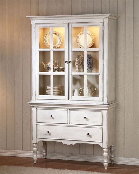 Hollyhock Distressed White Buffet With Hutch From Homelegance 5123 50
