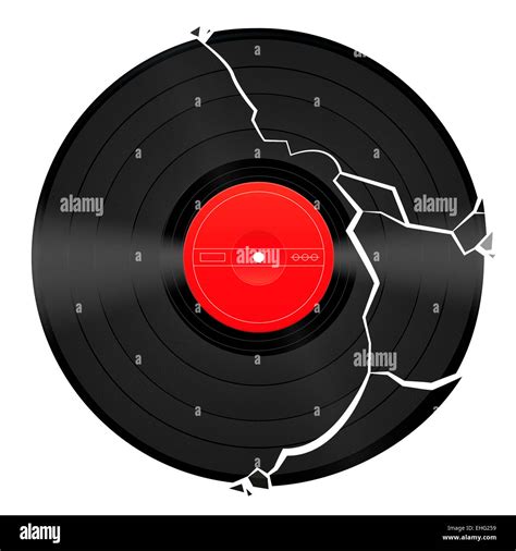 Broken Vinyl Record With Unlabeled Red Center Stock Photo Alamy