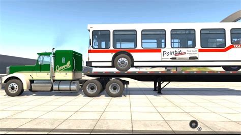 Beamng Drive T Series Truck Flatbed Trailer Bus Transport Youtube