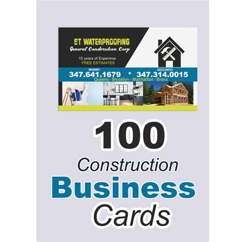 100 Business Cards Construction Hada Studios Print