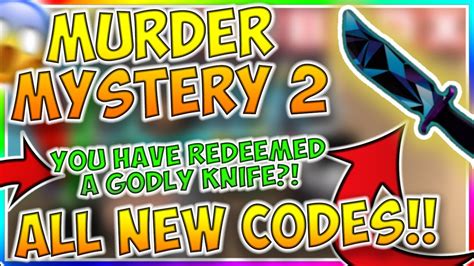 Here's a list of all the codes that are working in the game right now. MURDER MYSTERY 2 CODES 2019!!! (AUGUST EDITION) - YouTube