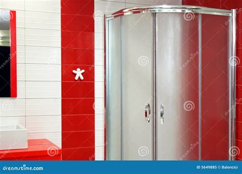 Red Shower Stock Image Image Of Residential Cabin Style 5649885