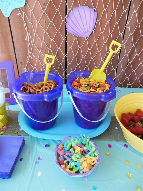Ocean Party Snacks Out Of A Sand Pail Serenitys 9th Birthday