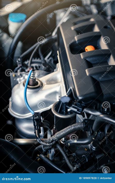 Details Of Modern Car Engine With Sunlight Effect Stock Photo Image