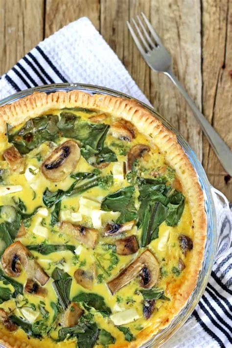 Cheesy Spinach Mushroom And Feta Quiche The Kiwi Country Girl