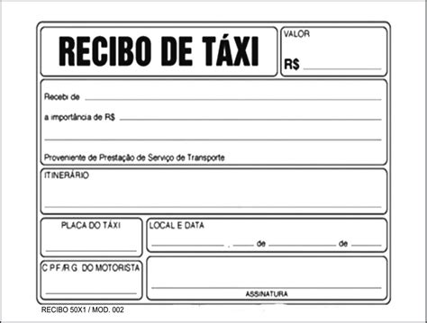 Recibo De Táxi Carro 50 Blocos De 50 Folhas Cod 00256 R 8600 Em