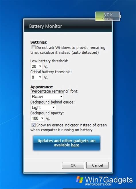Battery Monitor Windows Desktop Gadget