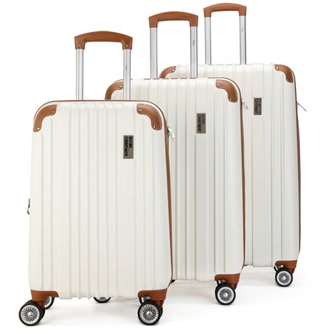 Miami Carryon Collins 3 Piece Expandable Spinner Luggage Set White