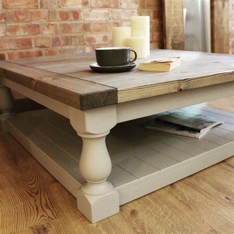 The larger the furniture, the larger your coffee table should be. Large Square Handmade Solid Pine Farmhouse Coffee Table ...