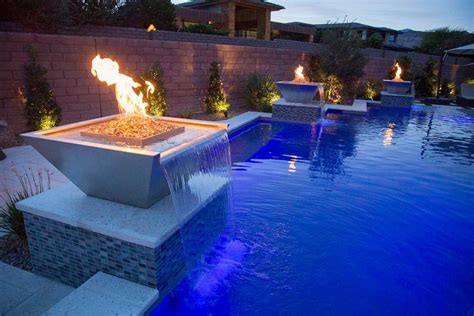 Pool Features Fire Water Bowls Pool Lights Artistic Paver Vegas 1 127