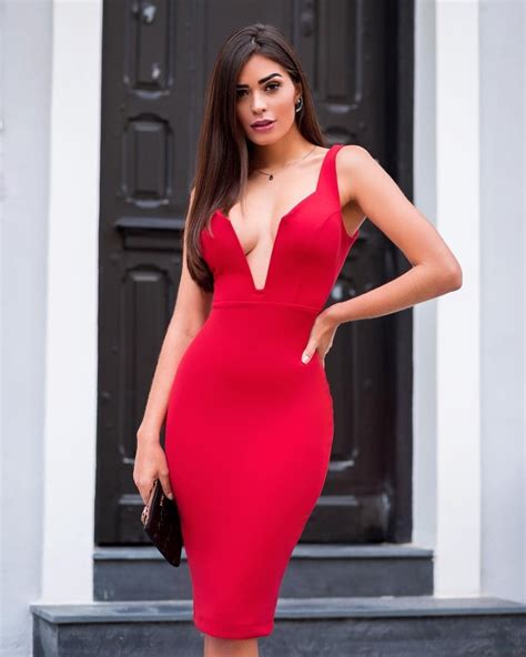 Summer Fashion Sexy V Neck Red Black Bandage Dress 2018 Knitted Elastic