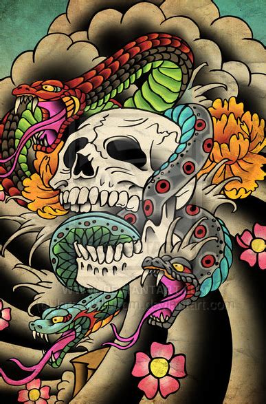 Tattoo Snake And Skull Skull And Bones Pinterest Snake